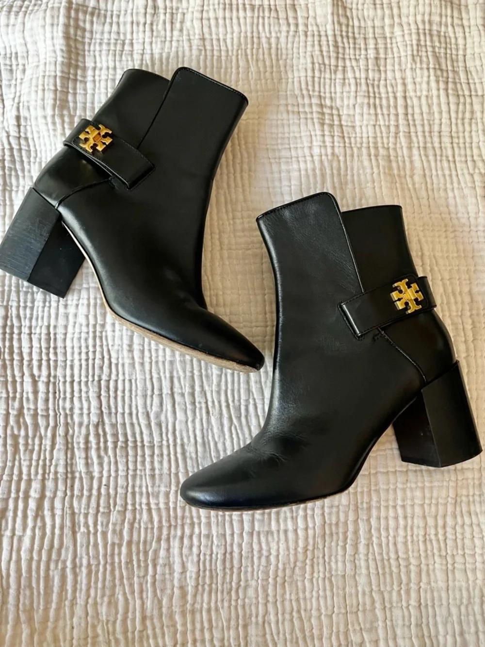 Tory Burch Black Gold Logo Turnlock Kira Boot Bootie
